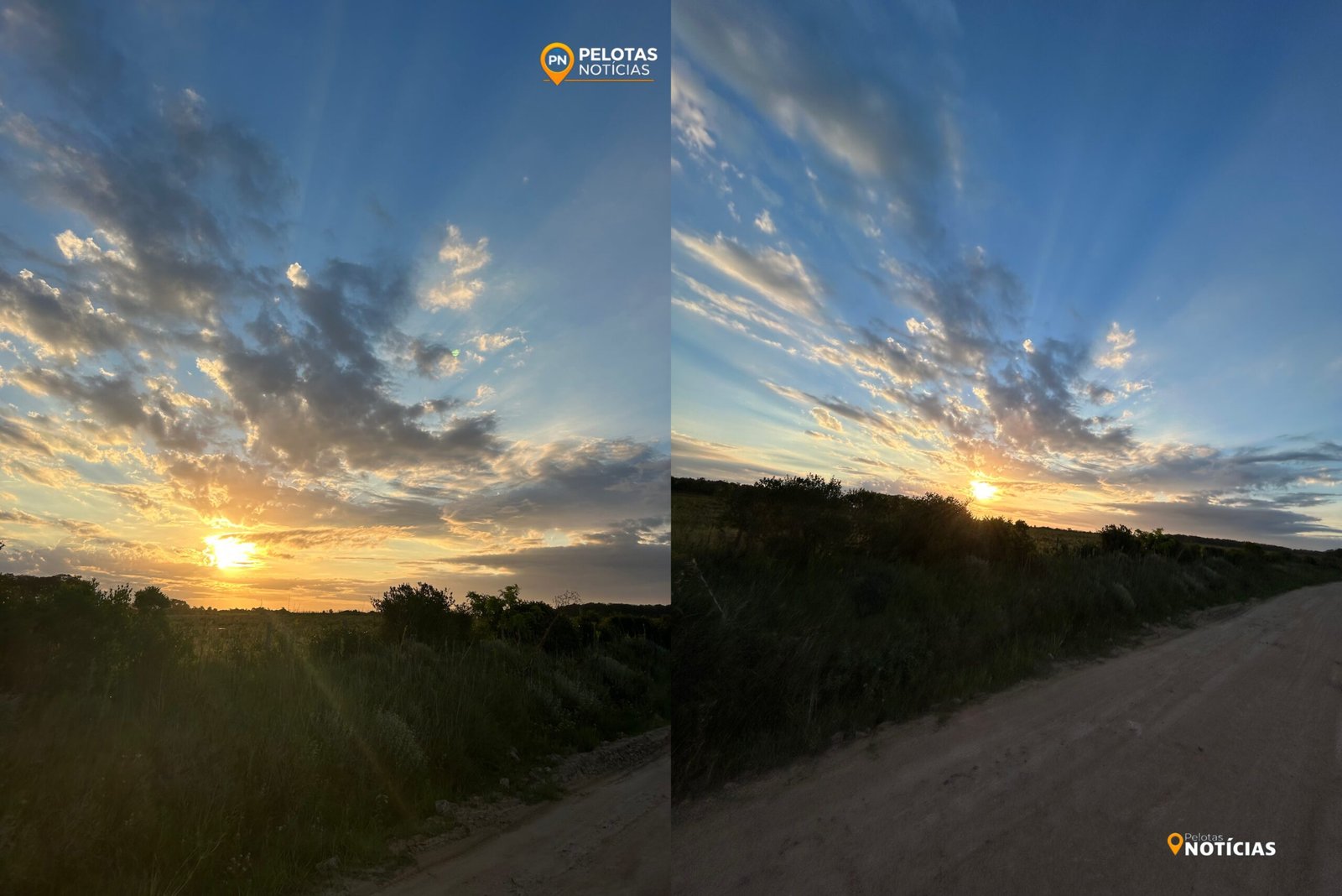 Entardecer ilumina o céu e marca tempo agradável em Pelotas