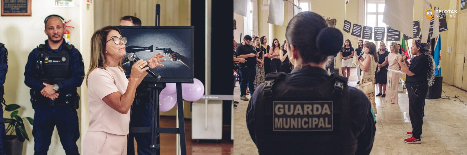 Exposição sobre violência contra a mulher é aberta no Paço Municipal em Pelotas