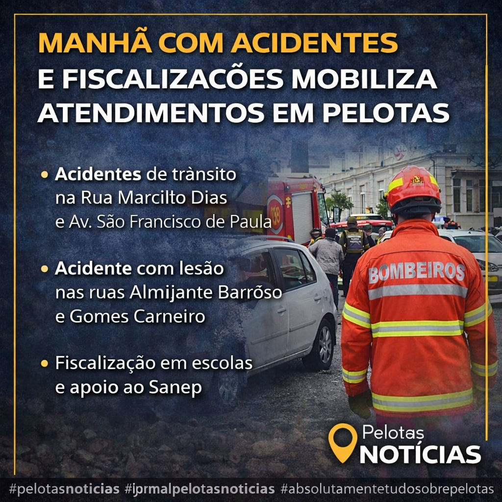 Manhã com acidentes e fiscalizações mobiliza atendimentos em Pelotas – Portal Pelotas Notícias